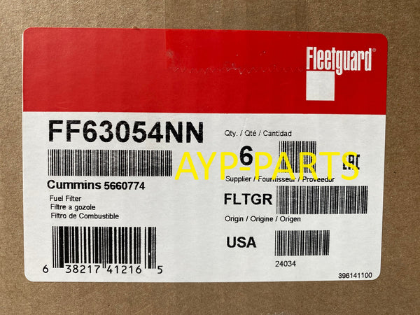 FF63054NN (CASE OF 6) FLEETGUARD FUEL FILTER BF63000 Freightliner International Mack a186