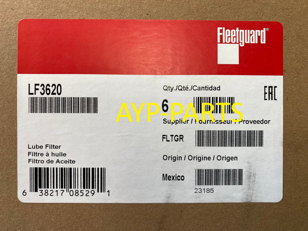 LF3620 (CASE OF 6) FLEETGUARD OIL FILTER B495 Detroit Diesel Series 50 & 60 Engine a258
