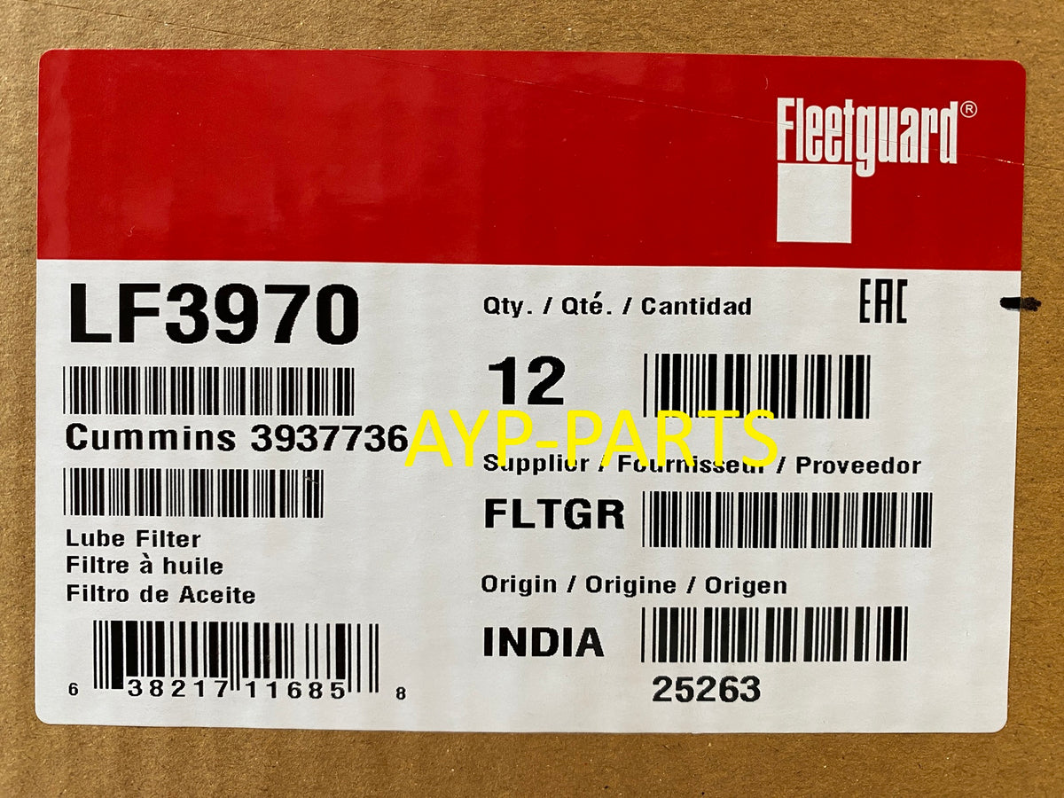 LF3970 (CASE OF 12) FLEETGUARD OIL FILTER B7177 Case Cummins B