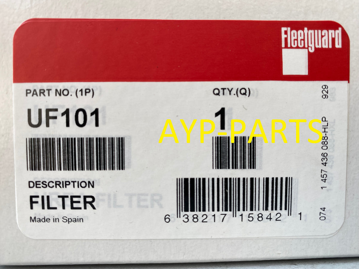 UF101 FLEETGUARD EXHAUST FILTER PE17000 Freightliner International Vol