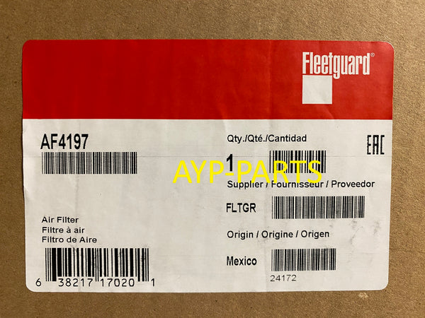 AF4197 FLEETGUARD AIR FILTER RS5287XP Paccar Kenworth T800 W900 Peterbilt 388 389 a300