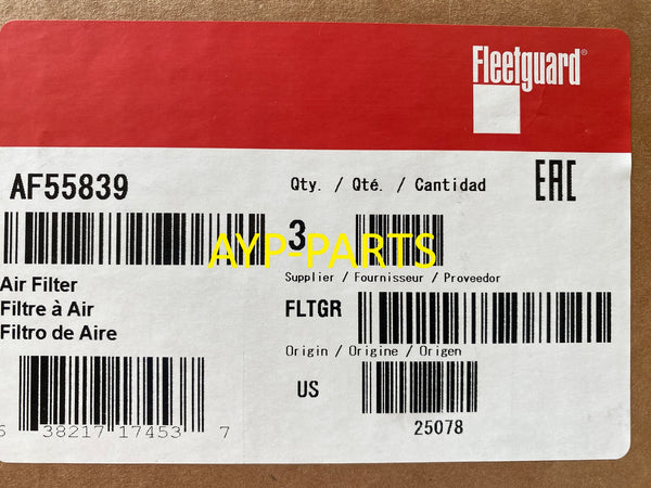 AF55839 (CASE OF 3) FLEETGUARD CABIN AIR FILTER PA4405 PA30093 a320