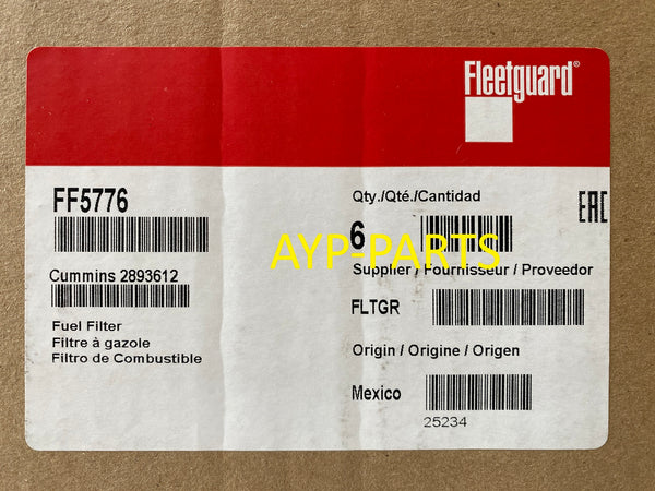 FF5776 (CASE OF 6) FLEETGUARD FUEL FILTER BF9885 Cummins ISX11.9, QSX11.9 Engines a187