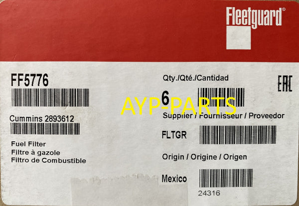FF5776 (CASE OF 6) FLEETGUARD FUEL FILTER BF9885 Cummins ISX11.9, QSX11.9 Engines a187