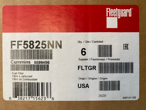 FF5825NN (CASE OF 6) FLEETGUARD FUEL FILTER BF46129 Cummins ISX11.9, 15.0 & QSX11.9, X15 a159