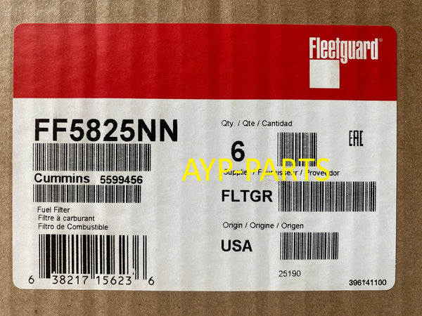 FF5825NN (CASE OF 6) FLEETGUARD FUEL FILTER BF46129 Cummins ISX11.9, 15.0 & QSX11.9, X15 a159