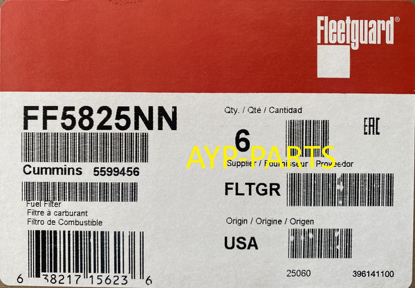 FF5825NN (CASE OF 6) FLEETGUARD FUEL FILTER BF46129 Cummins ISX11.9, 15.0 & QSX11.9, X15 a159