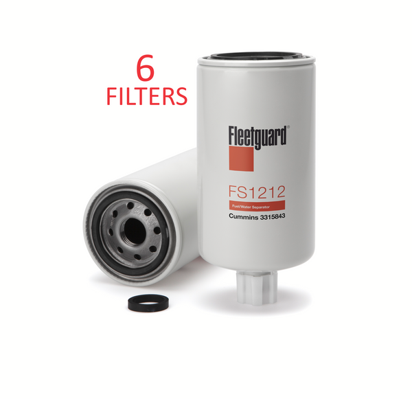 FS1212 (6 PACK) FLEETGUARD FUEL FILTER BF1212 Various Cummins, Hitachi, Kawasaki a604