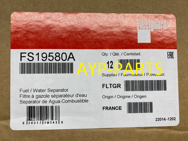 FS19580A (CASE OF 12) FLEETGUARD FUEL FILTER BF9894 APU ThermoKing Reefer Units a714