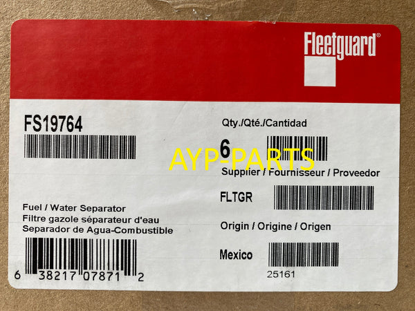 FS19764 (CASE OF 6) FLEETGUARD FUEL FILTER PF9814 for Davco Fuel Processors 380/382 a142