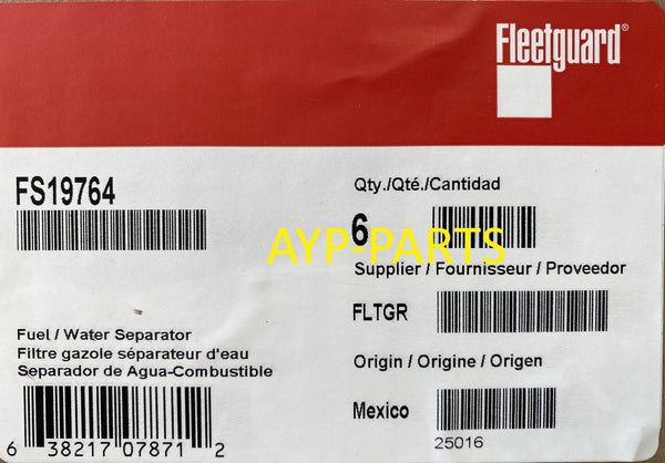 FS19764 (CASE OF 6) FLEETGUARD FUEL FILTER PF9814 for Davco Fuel Processors 380/382 a142