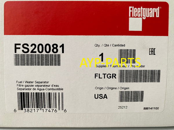 FS20081 FLEETGUARD FUEL FILTER PF46171 for Freightliner M2 w/ Detroit Diesel a626
