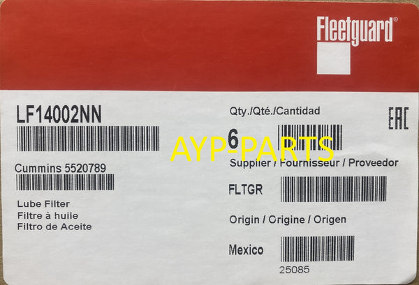 LF14002NN (CASE OF 6) FLEETGUARD OIL FILTER B40142 Upgrade of LF3000 & LF9009 a905