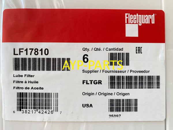 LF17810 (CASE OF 6) FLEETGUARD OIL FILTER P41000 a276