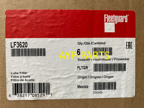 LF3620 (CASE OF 6) FLEETGUARD OIL FILTER B495 Detroit Diesel Series 50 & 60 Engine a258