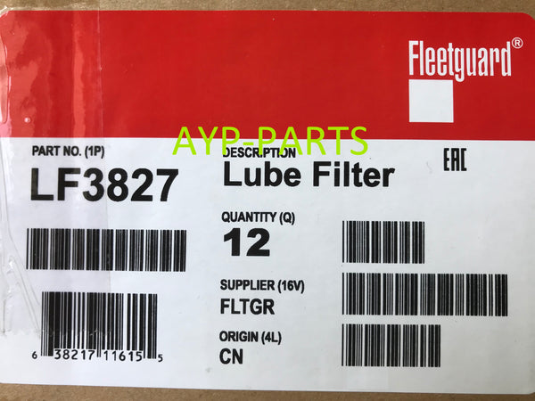 LF3827 (CASE OF 12) FLEETGUARD OIL FILTER P7199 For Mercedes MBE904, OM904LA Engines a906