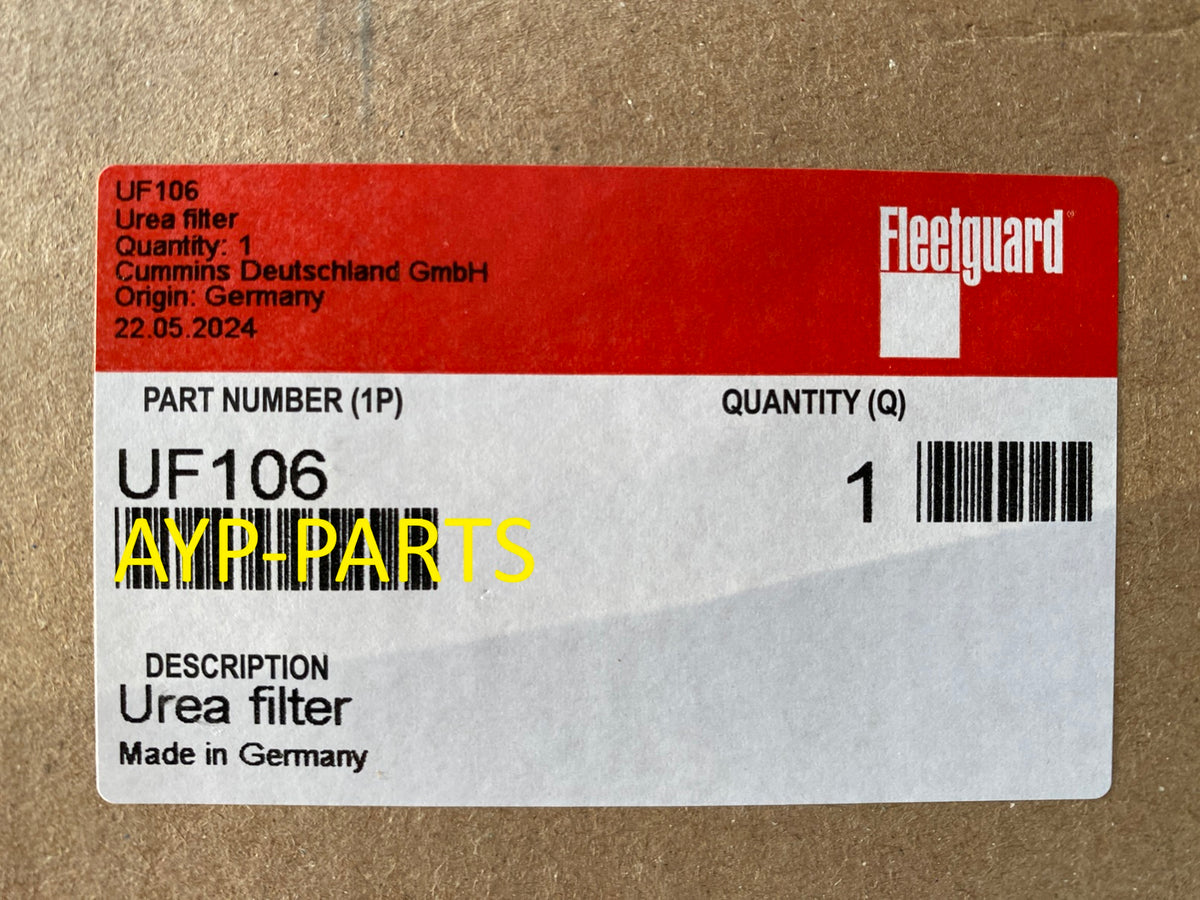 UF106 FLEETGUARD UREA DEF FILTER KIT PE17002KIT Cascadia and Cummins