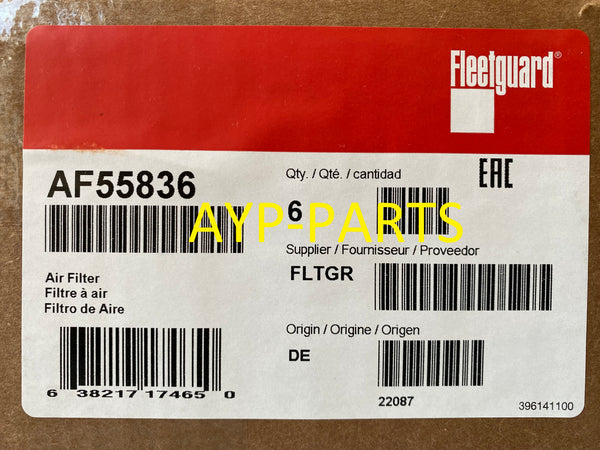 AF55836 (CASE OF 6) FLEETGUARD CABIN AIR FILTER PA30107 a479