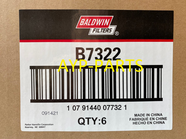 B7322 (CASE OF 6) BALDWIN OIL FILTER LF16243 for John Deere 6220 6320 6420 a013